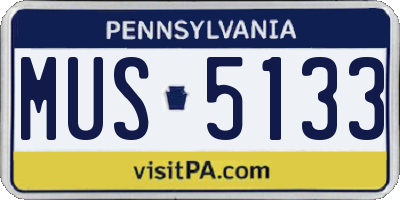 PA license plate MUS5133