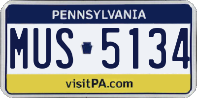 PA license plate MUS5134
