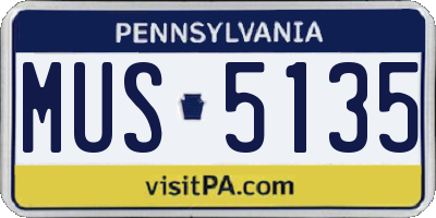 PA license plate MUS5135