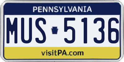 PA license plate MUS5136