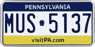PA license plate MUS5137