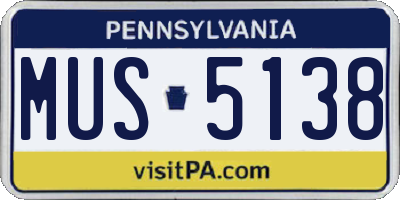 PA license plate MUS5138