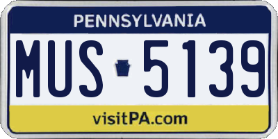 PA license plate MUS5139