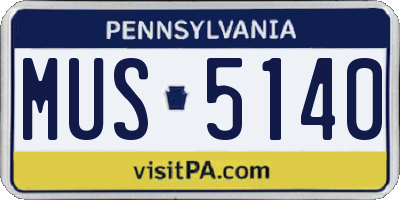 PA license plate MUS5140