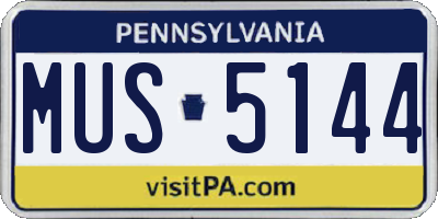 PA license plate MUS5144