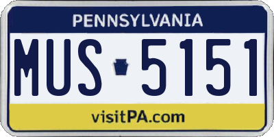 PA license plate MUS5151
