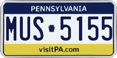 PA license plate MUS5155