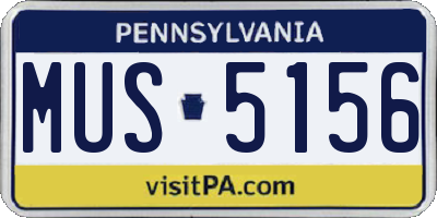 PA license plate MUS5156