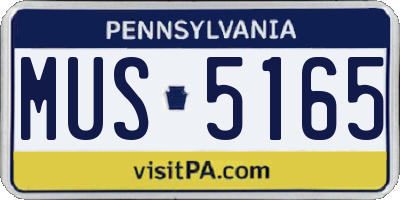 PA license plate MUS5165