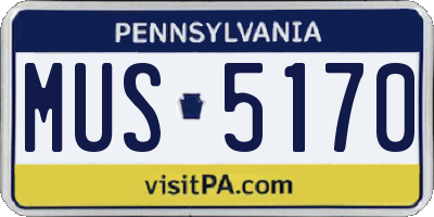 PA license plate MUS5170