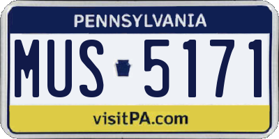 PA license plate MUS5171