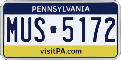 PA license plate MUS5172