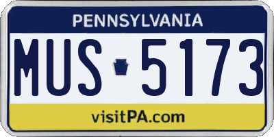 PA license plate MUS5173
