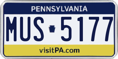 PA license plate MUS5177