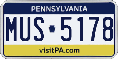 PA license plate MUS5178