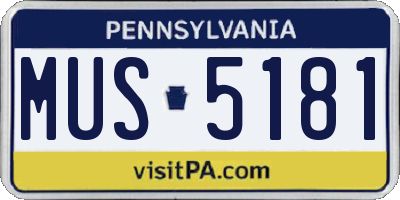 PA license plate MUS5181