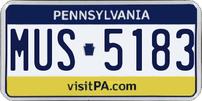 PA license plate MUS5183