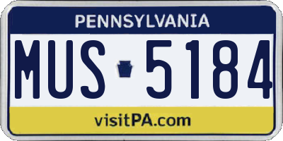 PA license plate MUS5184