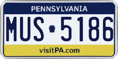 PA license plate MUS5186