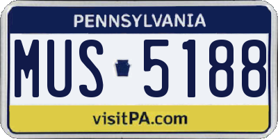 PA license plate MUS5188