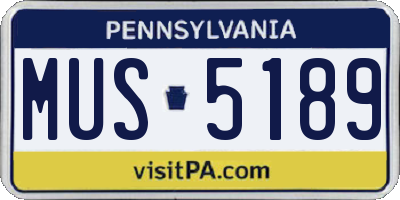 PA license plate MUS5189