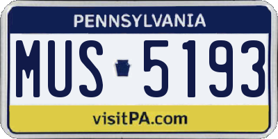 PA license plate MUS5193