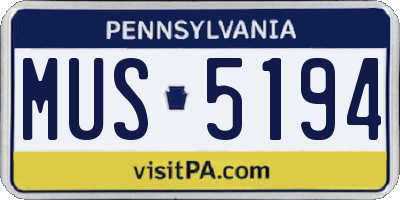 PA license plate MUS5194