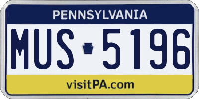 PA license plate MUS5196