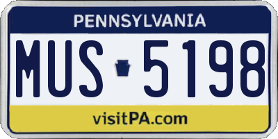 PA license plate MUS5198
