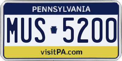 PA license plate MUS5200