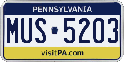 PA license plate MUS5203