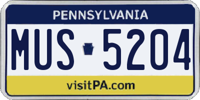 PA license plate MUS5204