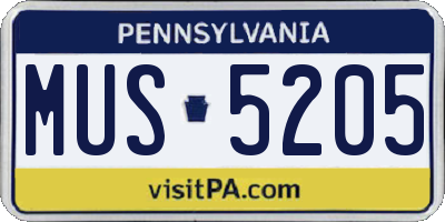 PA license plate MUS5205