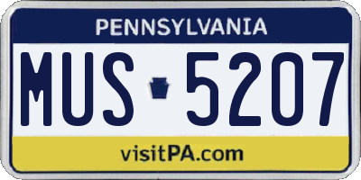 PA license plate MUS5207