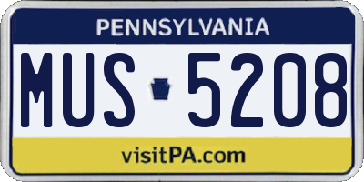 PA license plate MUS5208