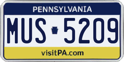 PA license plate MUS5209