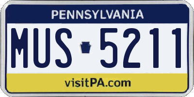 PA license plate MUS5211