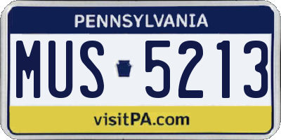 PA license plate MUS5213
