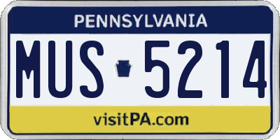 PA license plate MUS5214