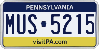 PA license plate MUS5215