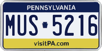 PA license plate MUS5216