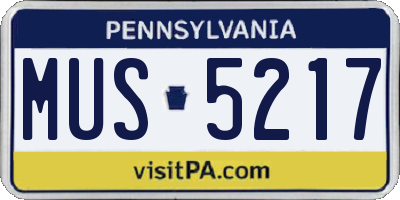 PA license plate MUS5217