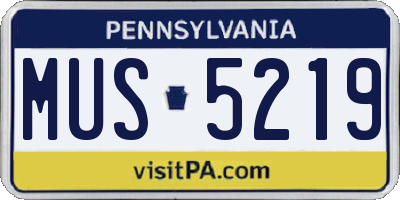 PA license plate MUS5219