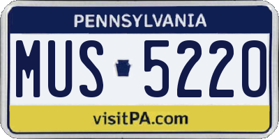 PA license plate MUS5220