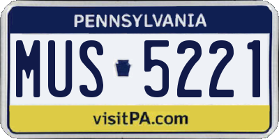 PA license plate MUS5221