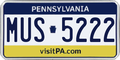 PA license plate MUS5222
