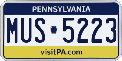 PA license plate MUS5223