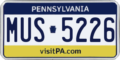 PA license plate MUS5226