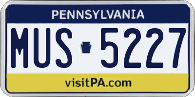 PA license plate MUS5227