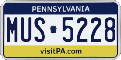 PA license plate MUS5228